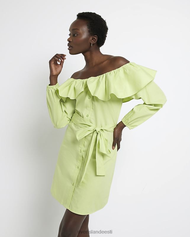 kehakate laimiroheline naised River Island Bardot frill minikleit 44TLL1318