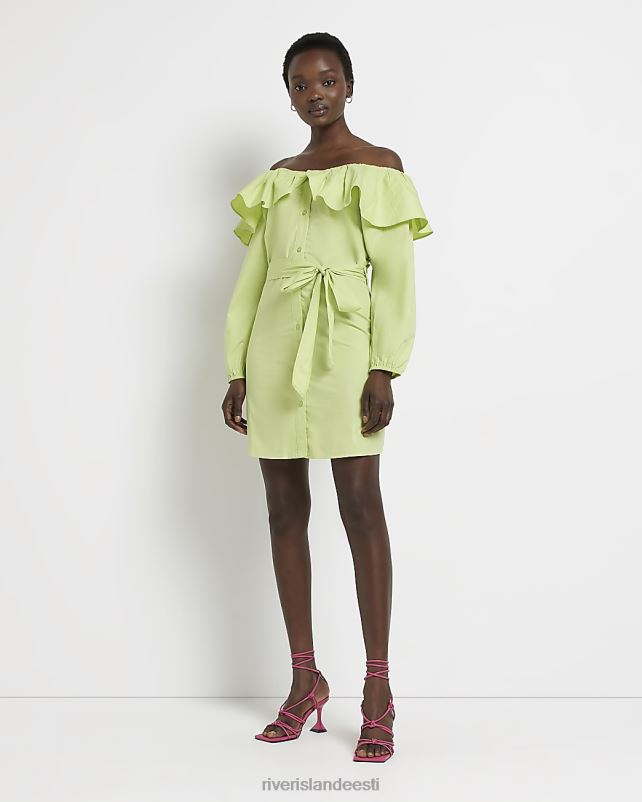 kehakate laimiroheline naised River Island Bardot frill minikleit 44TLL1318