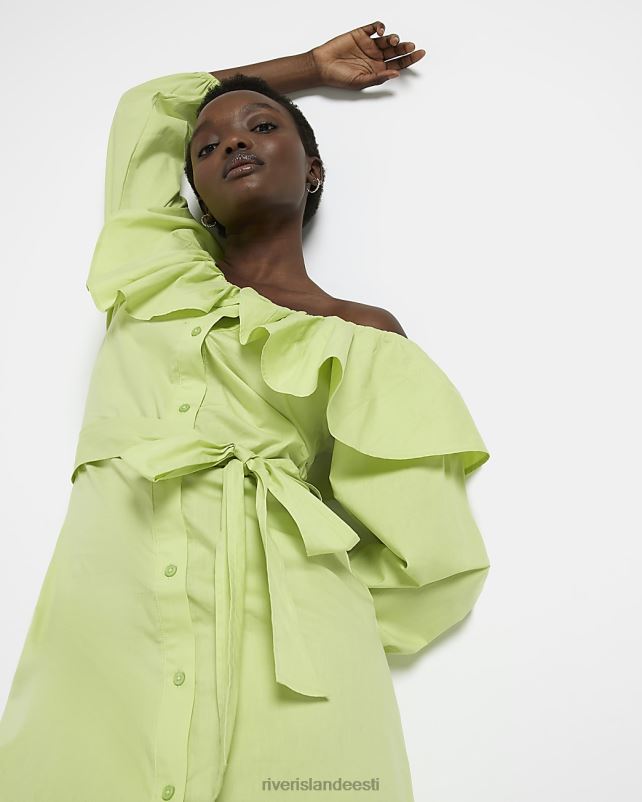 kehakate laimiroheline naised River Island Bardot frill minikleit 44TLL1318