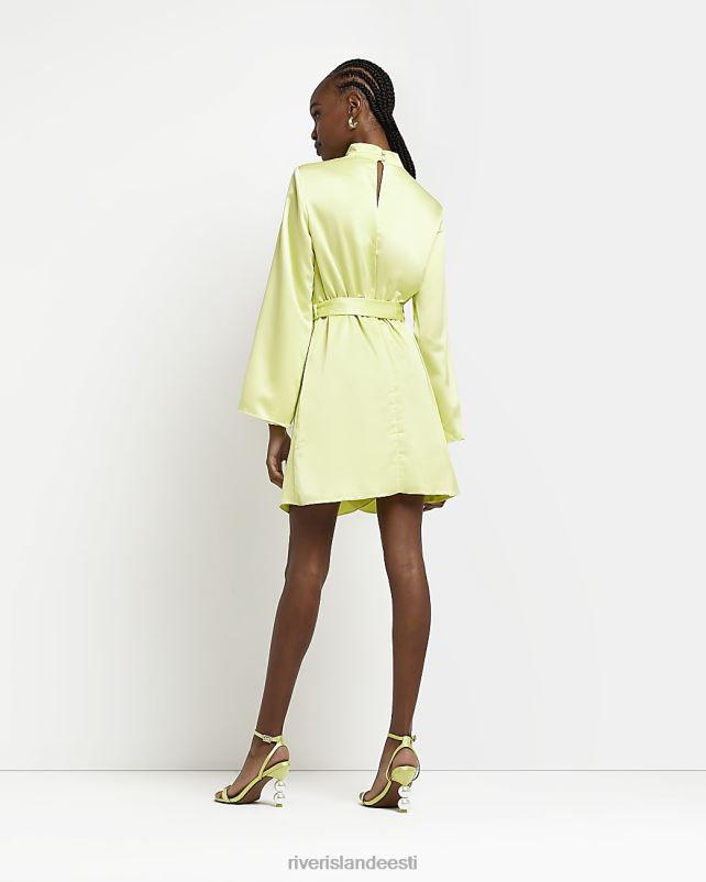 kehakate laimiroheline naised River Island satiinist kõrge kaelusega minikleit 44TLL1365