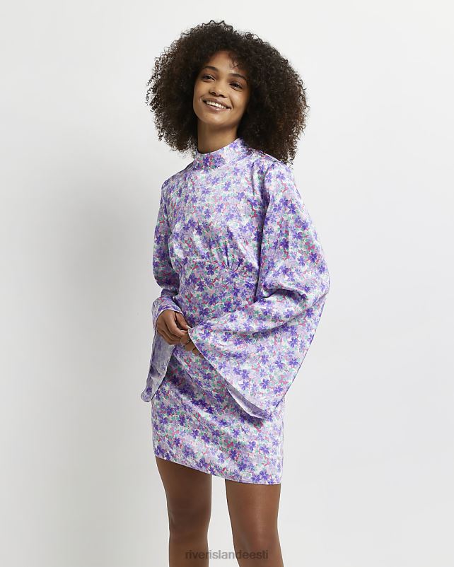 kehakate lilla naised River Island lilleline satiinist minikleit 44TLL532