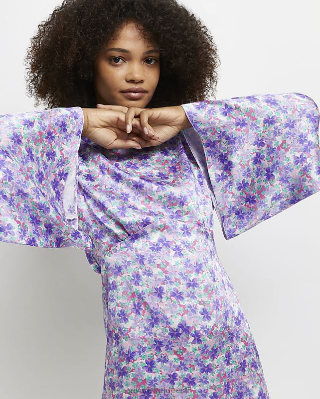 kehakate lilla naised River Island lilleline satiinist minikleit 44TLL532