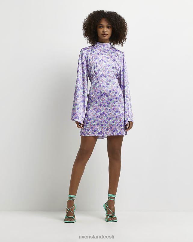 kehakate lilla naised River Island lilleline satiinist minikleit 44TLL532