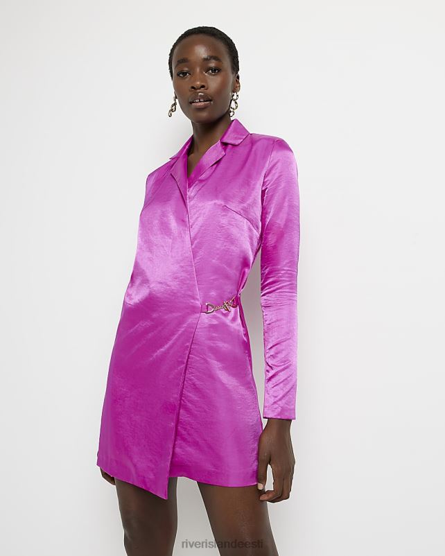 kehakate lilla naised River Island pikk satiinist bleiser minikleit 44TLL4979