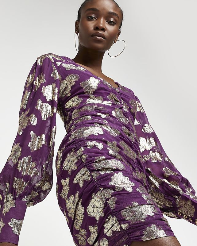 kehakate lilla naised River Island rusuv bodycon minikleit 44TLL2040