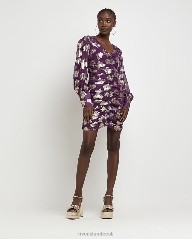 kehakate lilla naised River Island rusuv bodycon minikleit 44TLL2040