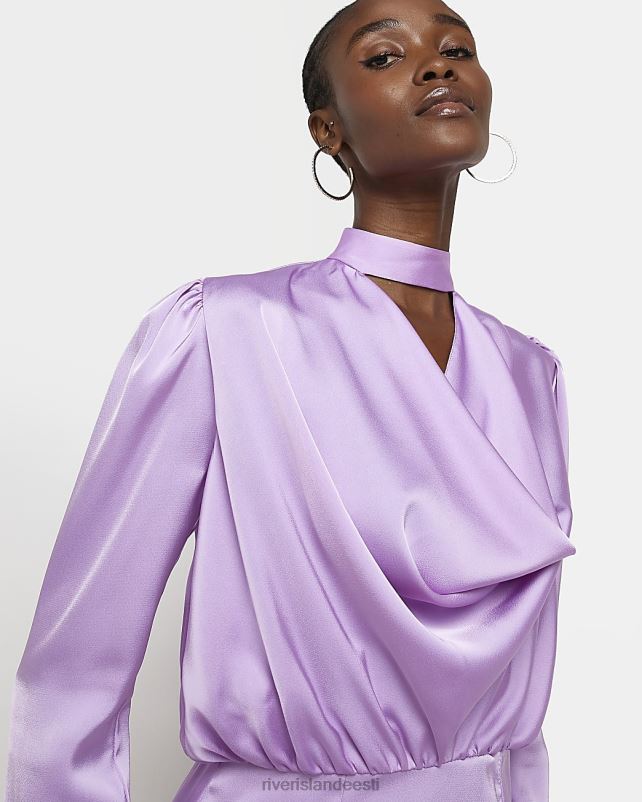 kehakate lilla naised River Island satiinist kaelusega minikleit 44TLL1935