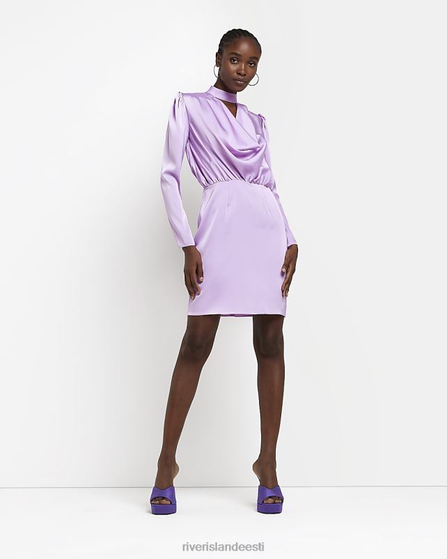 kehakate lilla naised River Island satiinist kaelusega minikleit 44TLL1935