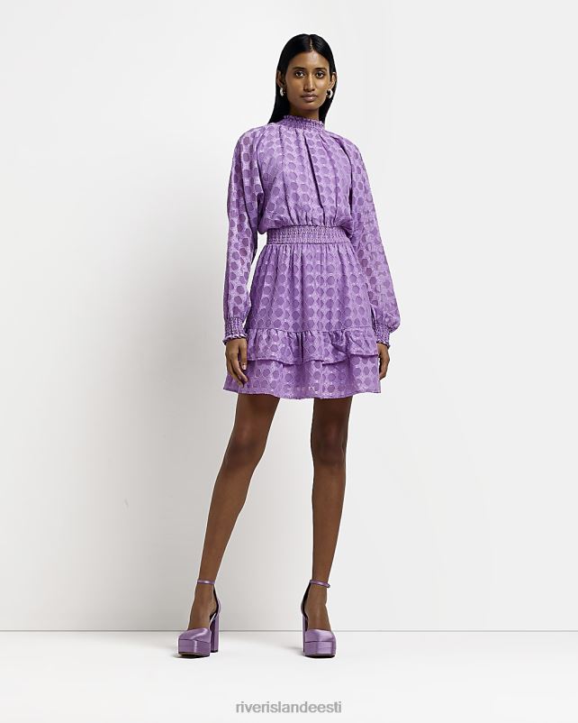 kehakate lilla naised River Island shirred detail uisutaja minikleit 44TLL4704