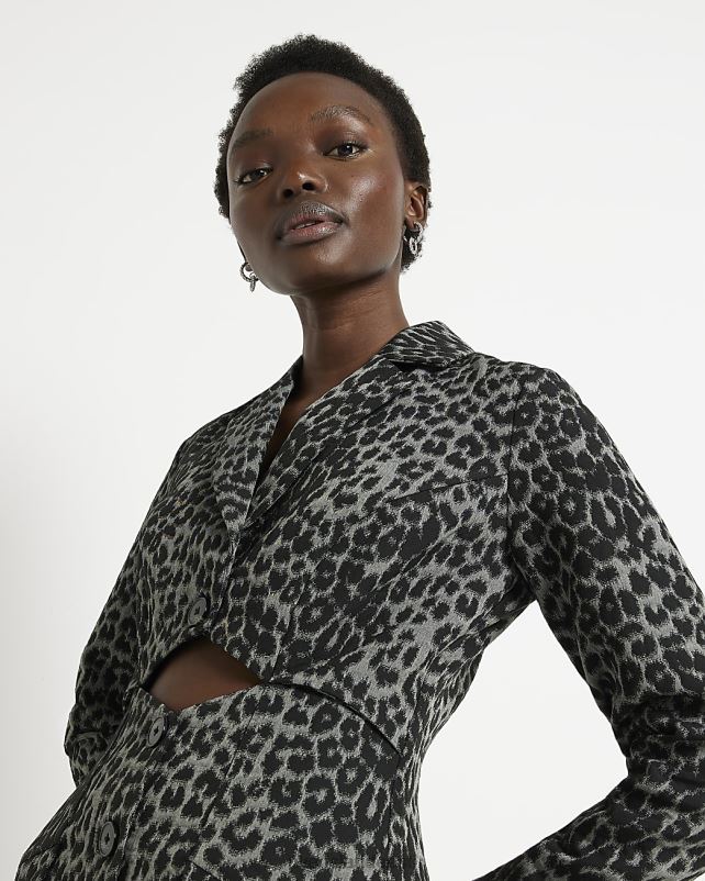 kehakate must naised River Island žakaarmust loomamustriga minikleit 44TLL4767