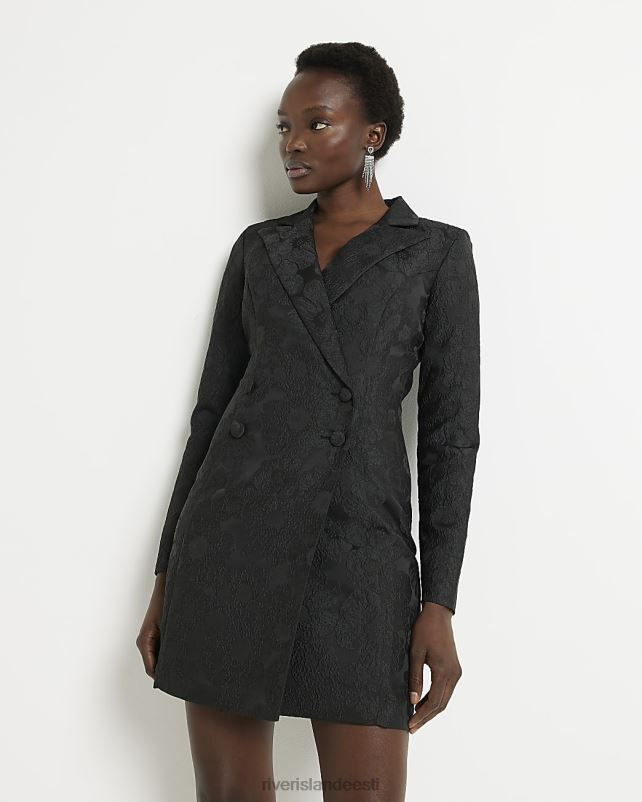 kehakate must naised River Island žakaarvärvi lilleline minibleiserkleit 44TLL1946