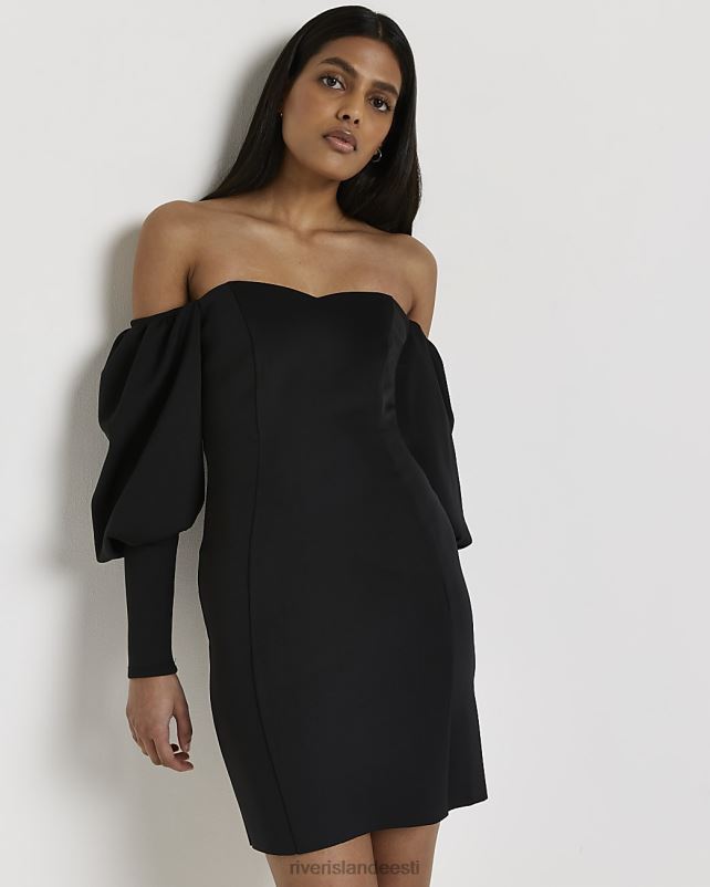 kehakate must naised River Island bardot bodycon minikleit 44TLL1478