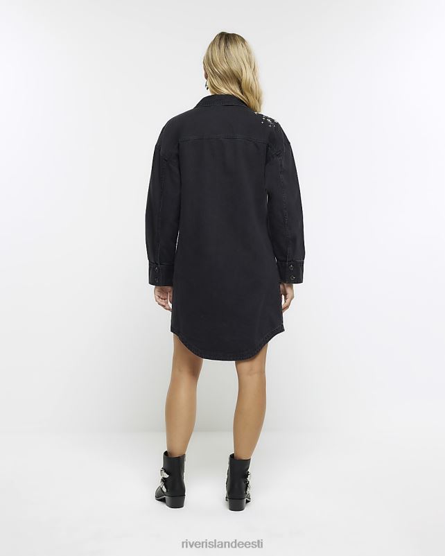 kehakate must naised River Island denimkaunistusega minisärkkleit 44TLL4322