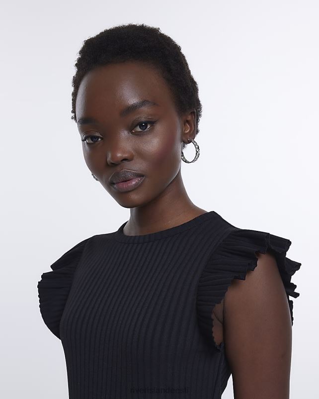 kehakate must naised River Island frill bodycon minikleit 44TLL1556