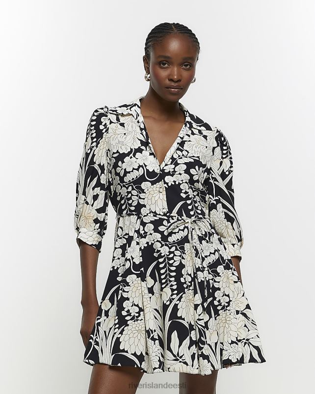 kehakate must naised River Island godet mini särk kleit 44TLL3981