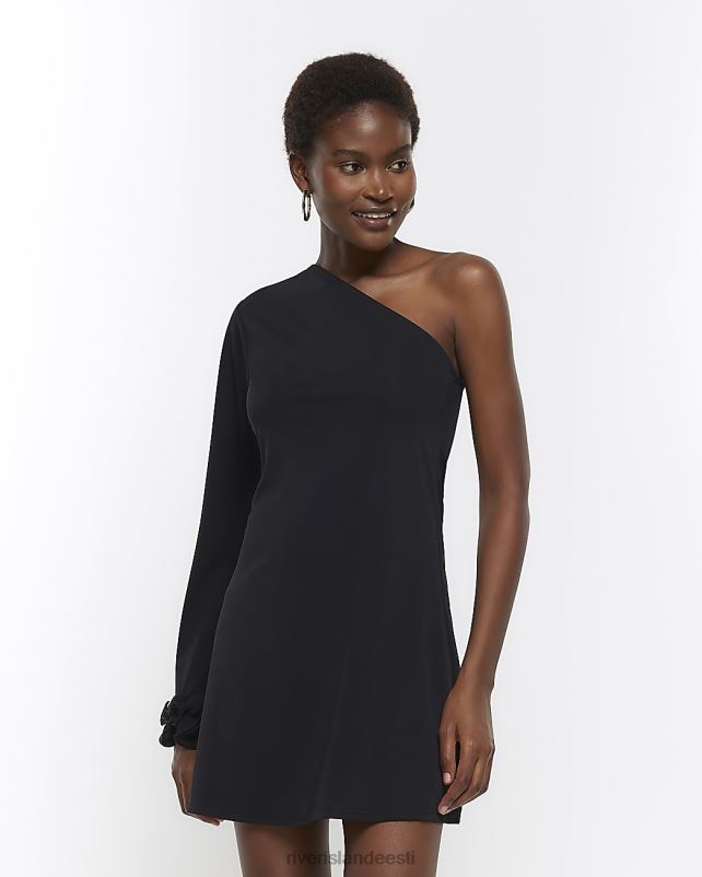kehakate must naised River Island ühe õlaga bodycon minikleit 44TLL224