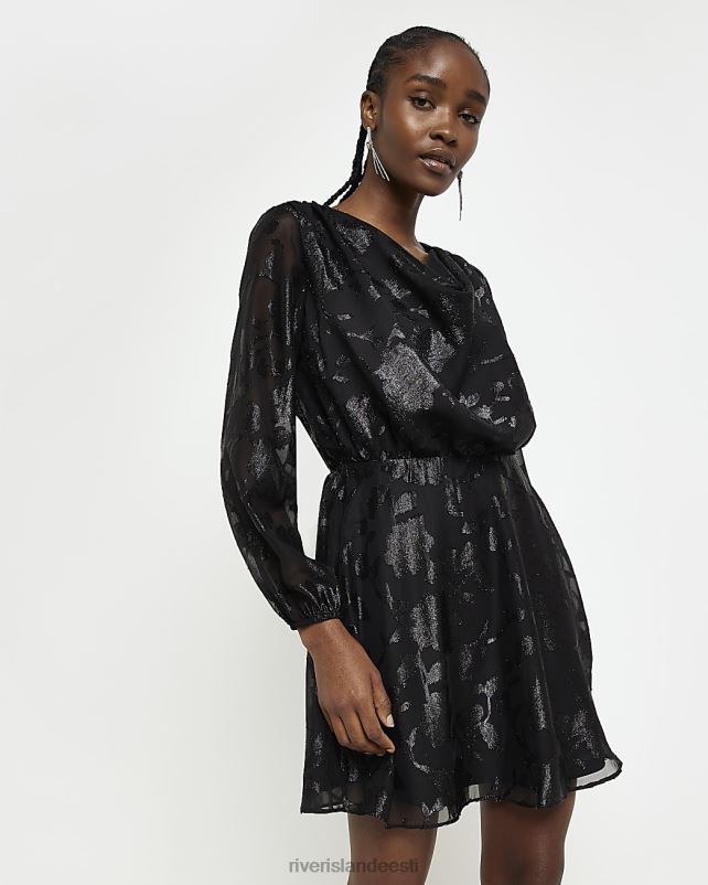 kehakate must naised River Island šifoonist lilleline uisutaja minikleit 44TLL1905