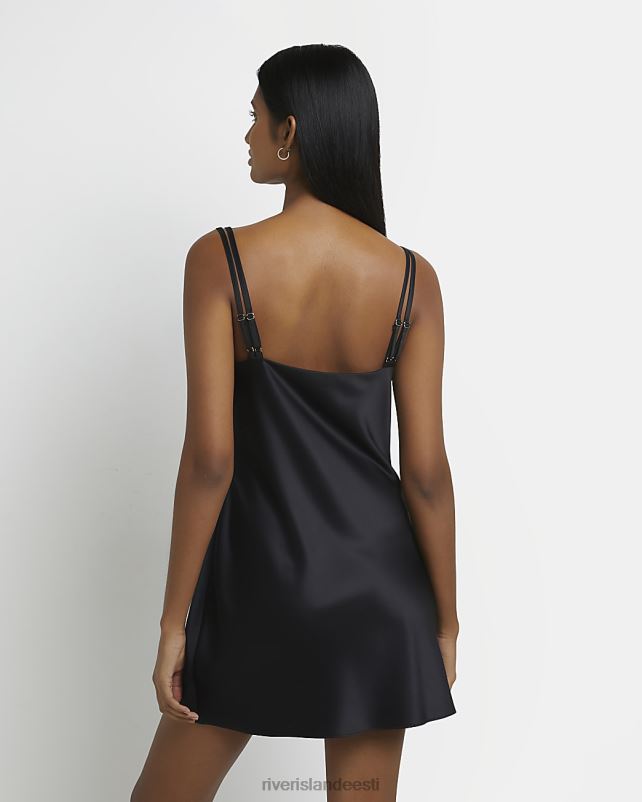 kehakate must naised River Island kaelusega satiinist minikleit 44TLL4947