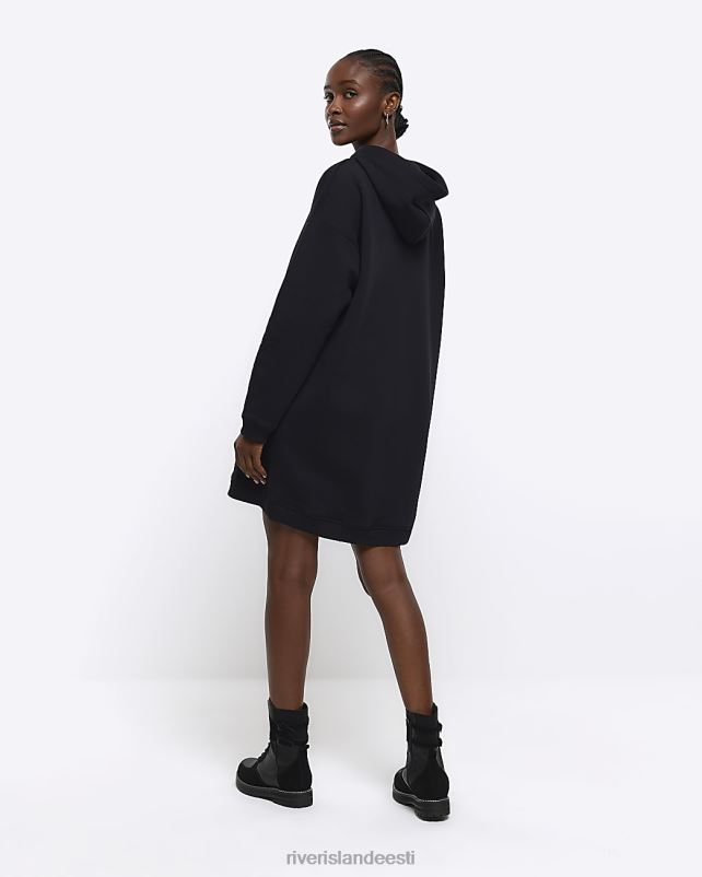 kehakate must naised River Island kapuutsiga dressipluus minikleit 44TLL1006