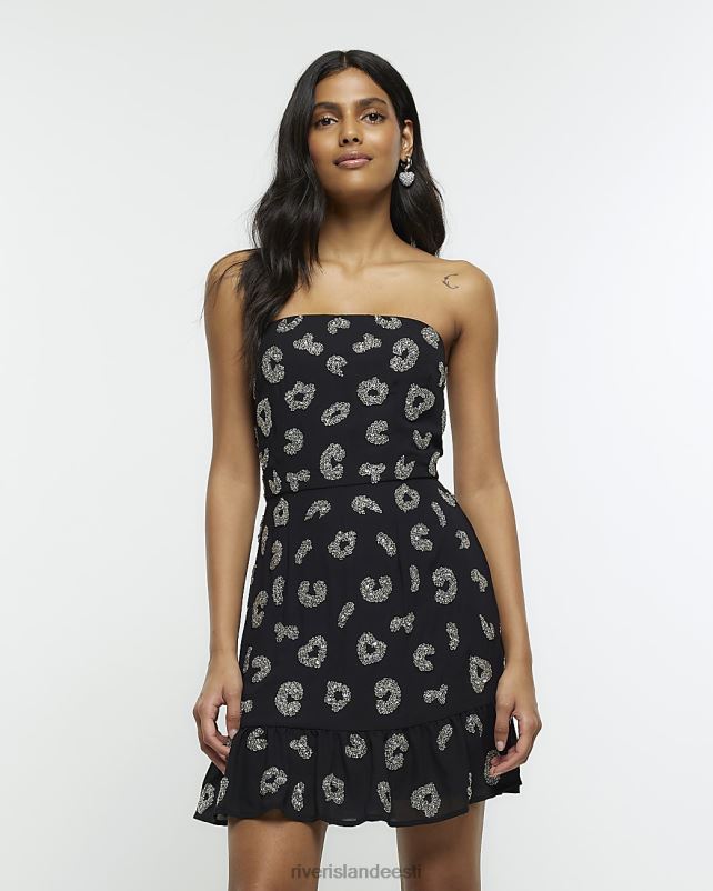 kehakate must naised River Island kaunistatud bandeau minikleit 44TLL4063