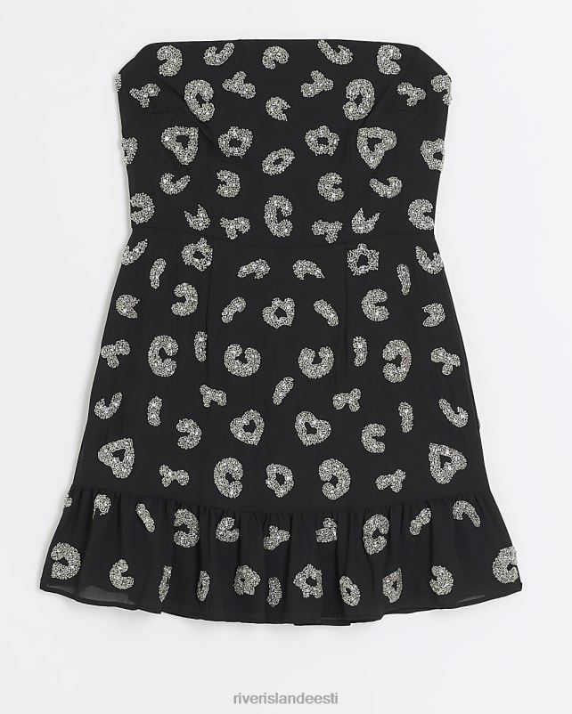 kehakate must naised River Island kaunistatud bandeau minikleit 44TLL4063