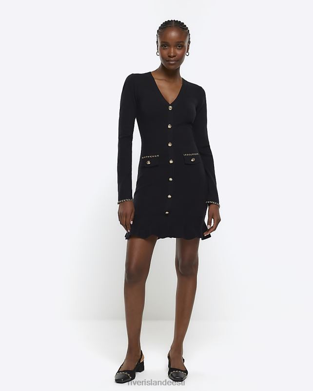 kehakate must naised River Island keti detail bodycon minikleit 44TLL1070