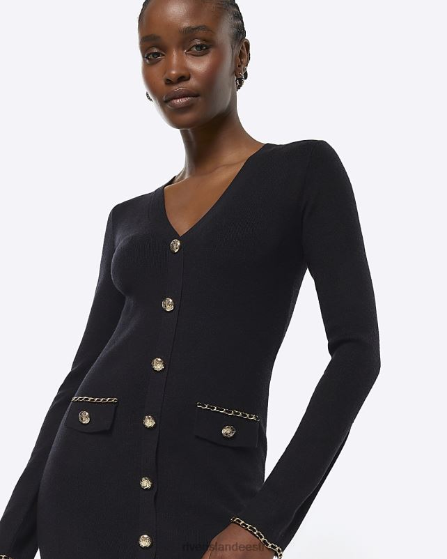 kehakate must naised River Island keti detail bodycon minikleit 44TLL1070