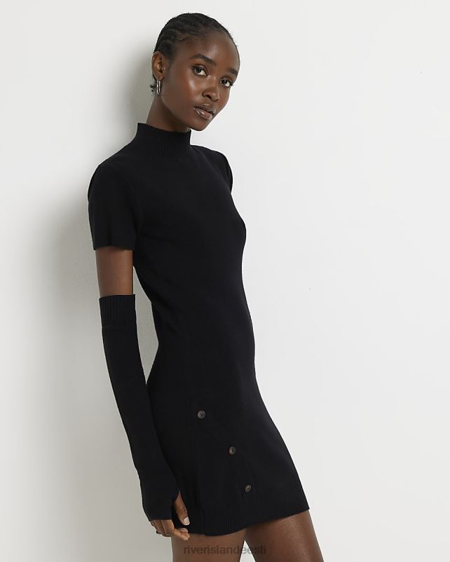 kehakate must naised River Island kootud kindadetailid bodycon minikleit 44TLL4888