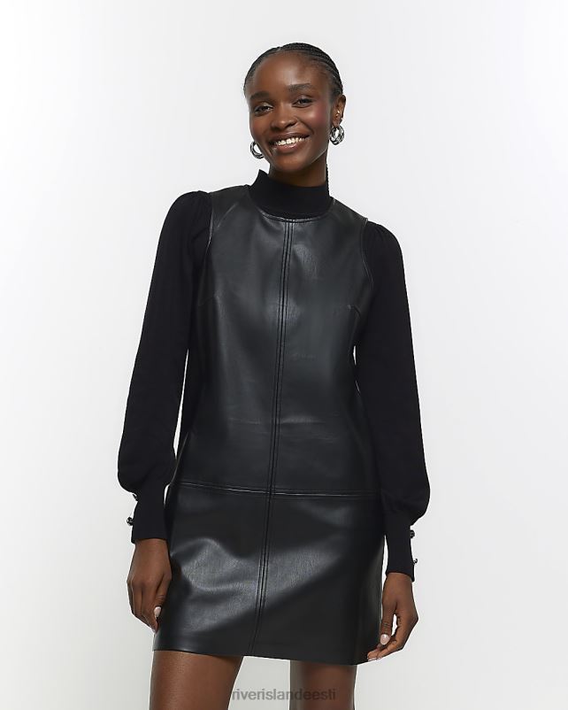 kehakate must naised River Island kunstnahast vahetustega minikleit 44TLL3756