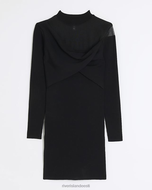 kehakate must naised River Island läbipaistvate detailidega bodycon minikleit 44TLL3920