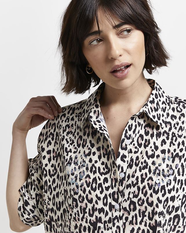 kehakate must naised River Island leopardimustriline minisärkkleit 44TLL2194