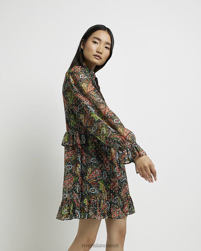 kehakate must naised River Island lilleline sassiga minikleit 44TLL1995