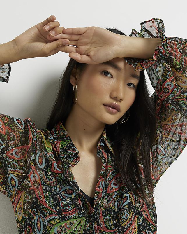 kehakate must naised River Island lilleline sassiga minikleit 44TLL1995