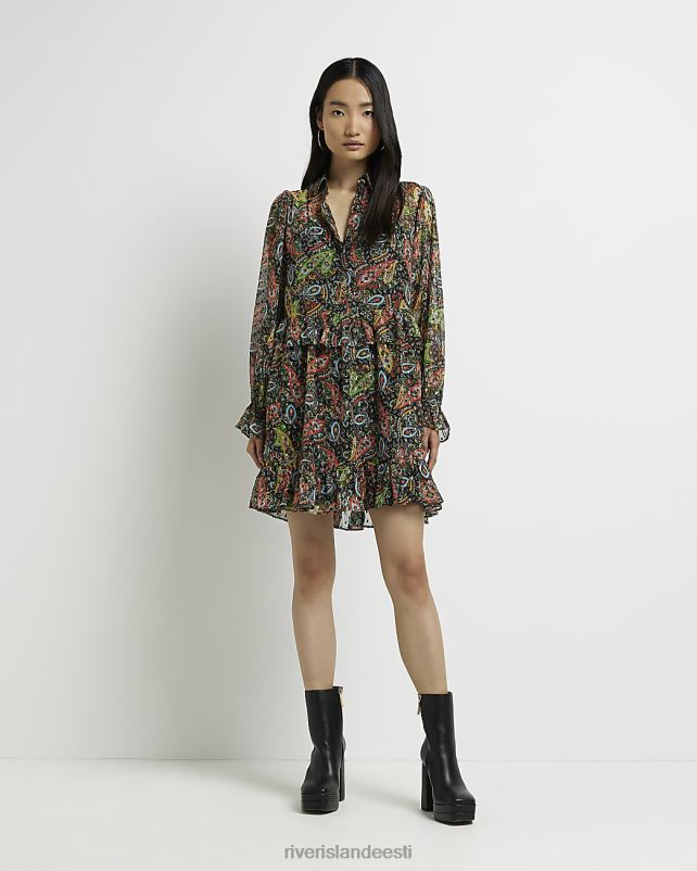 kehakate must naised River Island lilleline sassiga minikleit 44TLL1995