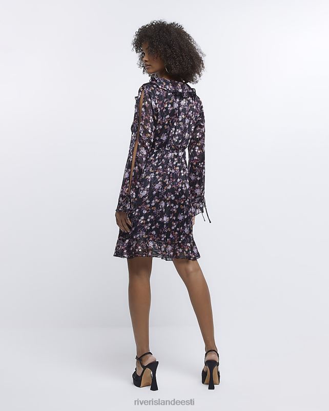 kehakate must naised River Island lilleline volangiga minikleit 44TLL1874