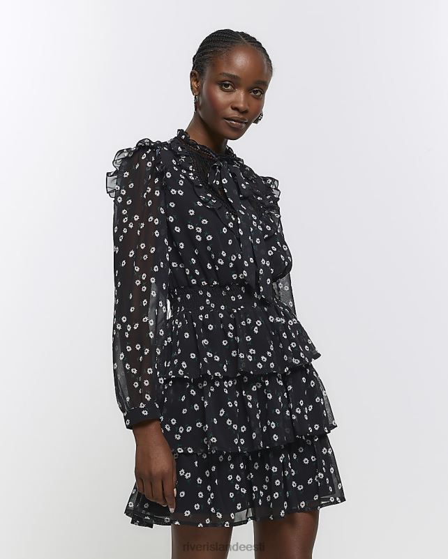 kehakate must naised River Island lilleline volangiga minikleit 44TLL4082