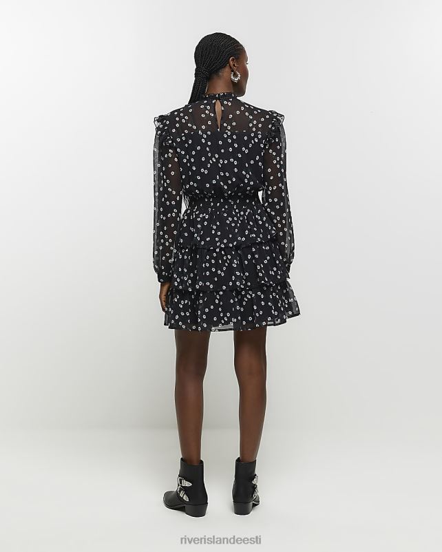 kehakate must naised River Island lilleline volangiga minikleit 44TLL4082