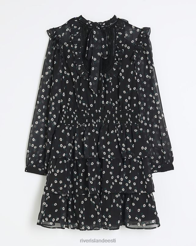 kehakate must naised River Island lilleline volangiga minikleit 44TLL4082