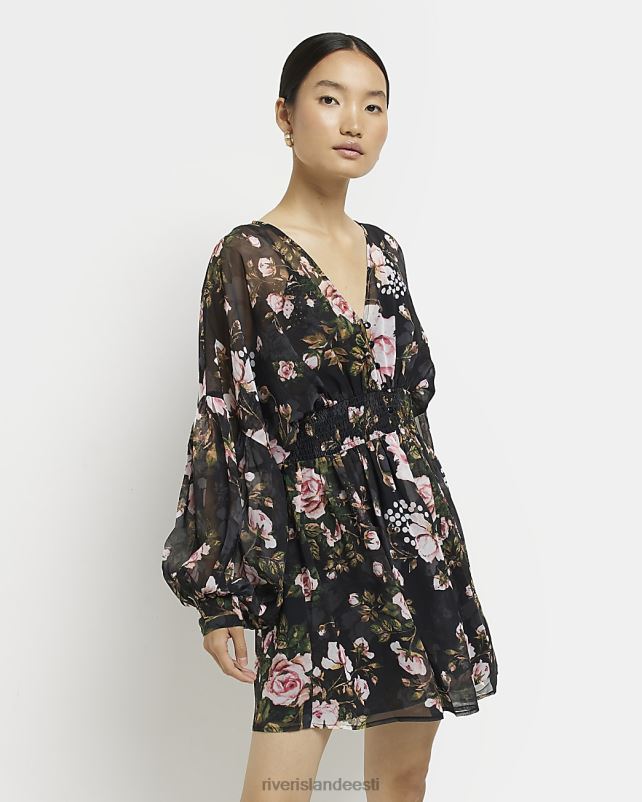 kehakate must naised River Island lilleline volditud minikleit 44TLL4835