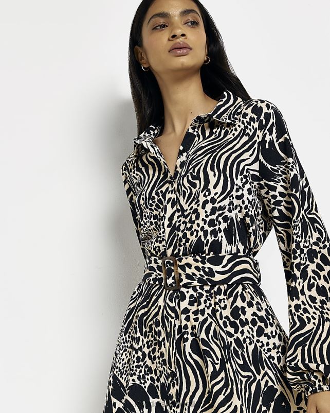 kehakate must naised River Island loomamustriga minisärkkleit 44TLL2088