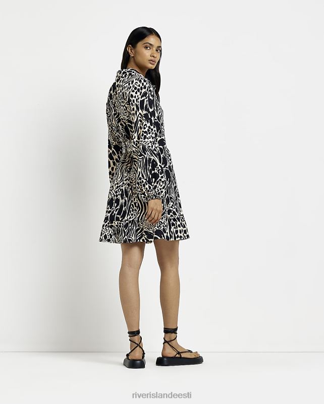 kehakate must naised River Island loomamustriga minisärkkleit 44TLL2088