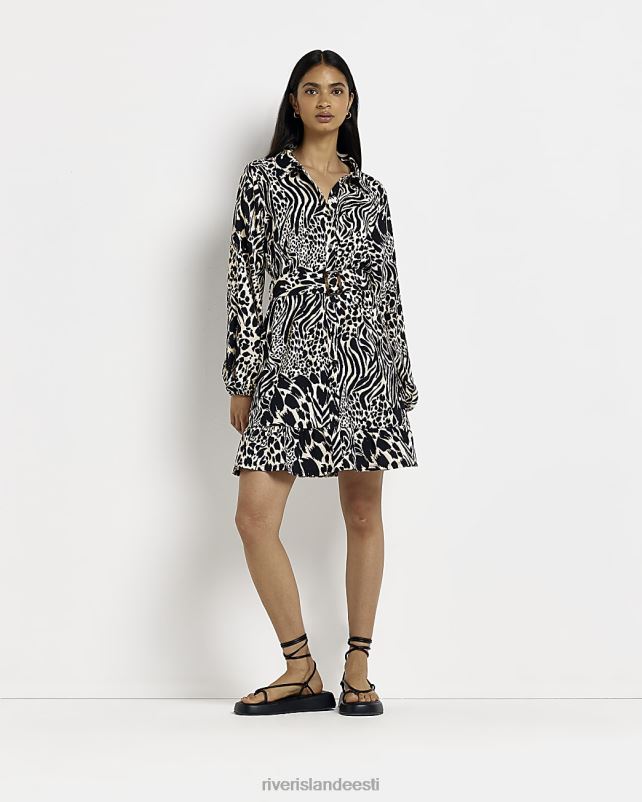 kehakate must naised River Island loomamustriga minisärkkleit 44TLL2088