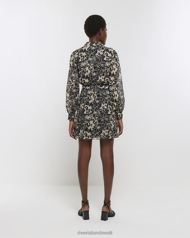 kehakate must naised River Island loomamustriga vööga minisärkkleit 44TLL4377