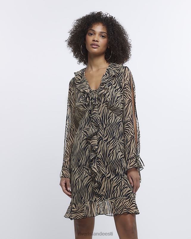 kehakate must naised River Island loomamustriga volangidega minikleit 44TLL1873