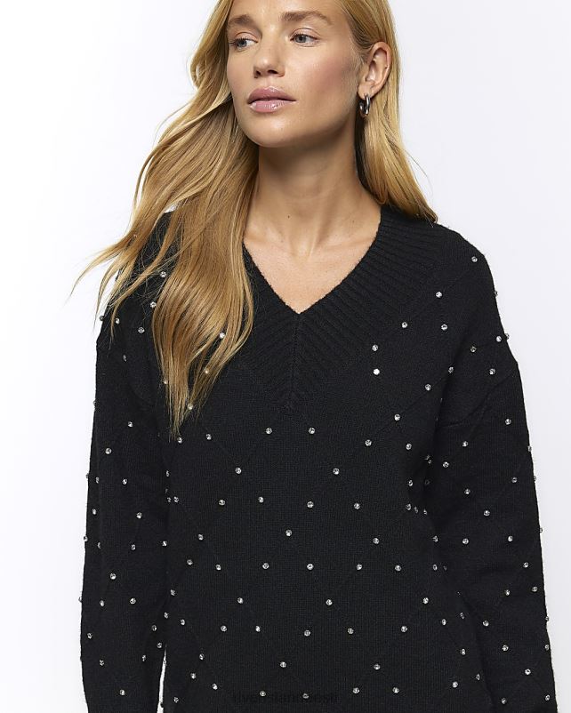 kehakate must naised River Island minikleit diamante kampsuniga 44TLL632