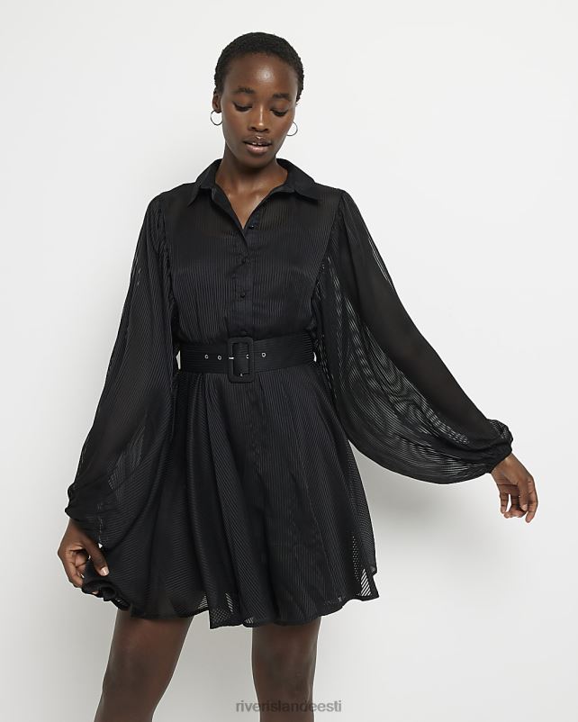 kehakate must naised River Island pikk vööga minisärkkleit 44TLL4937