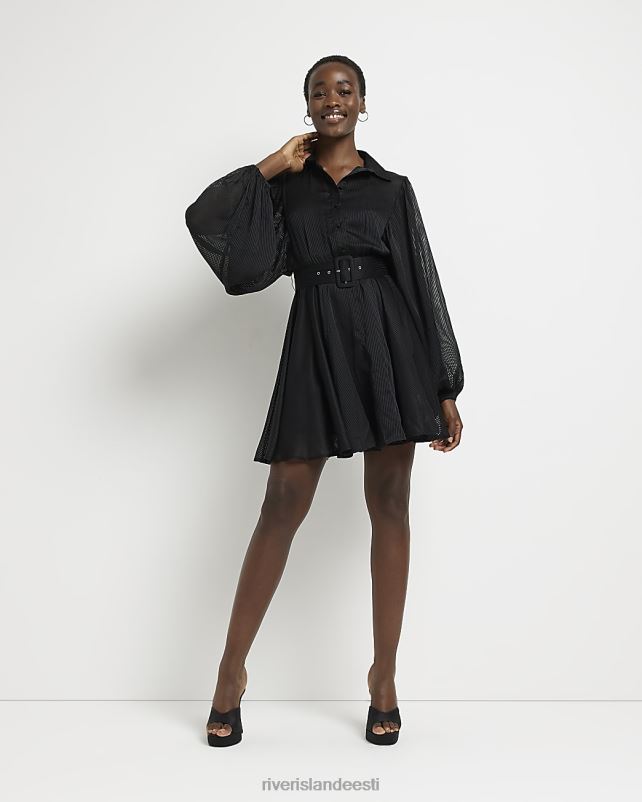 kehakate must naised River Island pikk vööga minisärkkleit 44TLL4937