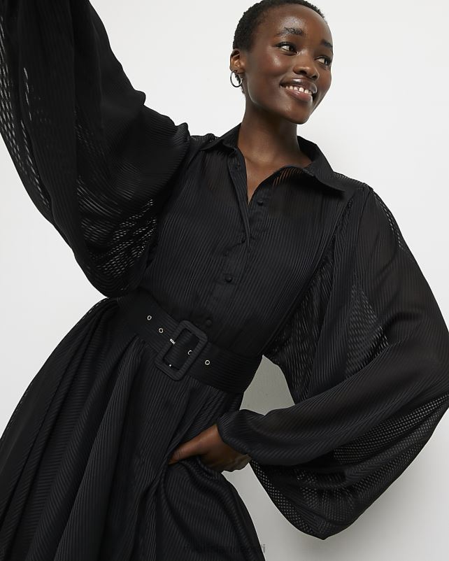 kehakate must naised River Island pikk vööga minisärkkleit 44TLL4937