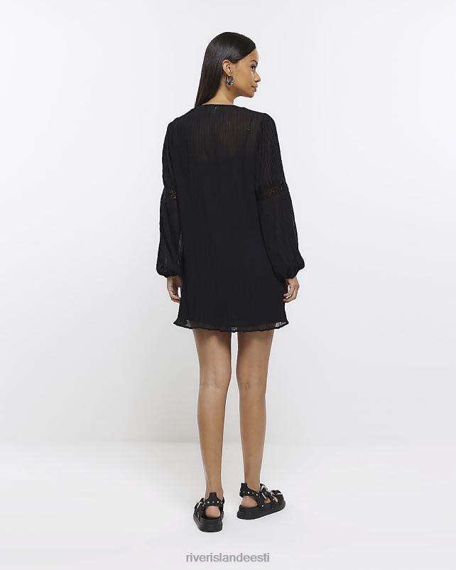 kehakate must naised River Island pikkade varrukatega minikleit 44TLL997