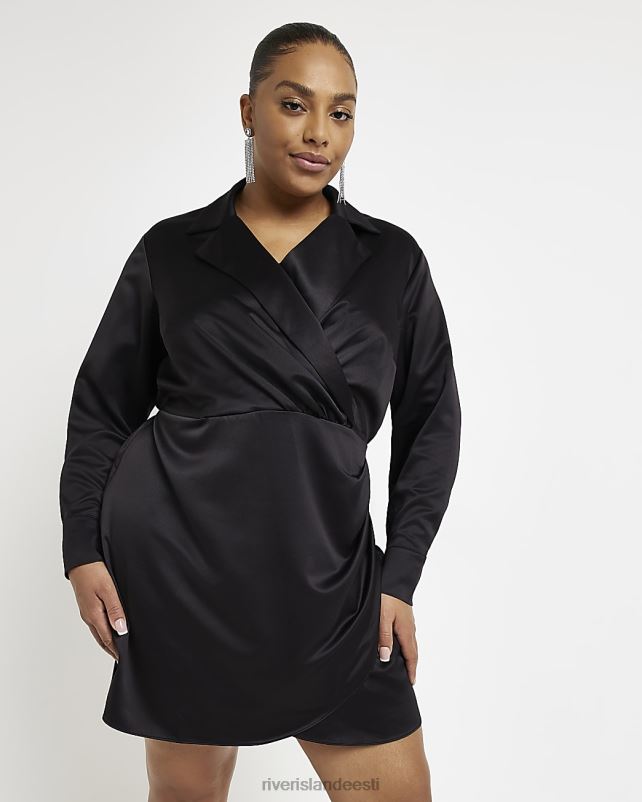 kehakate must naised River Island pluss satiinkattega minibleiserkleit 44TLL5171